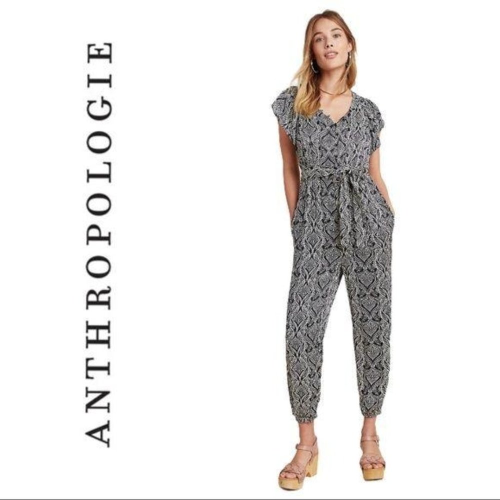 NWT Black and White Zadie Satin Jumpsuit Sz. 10